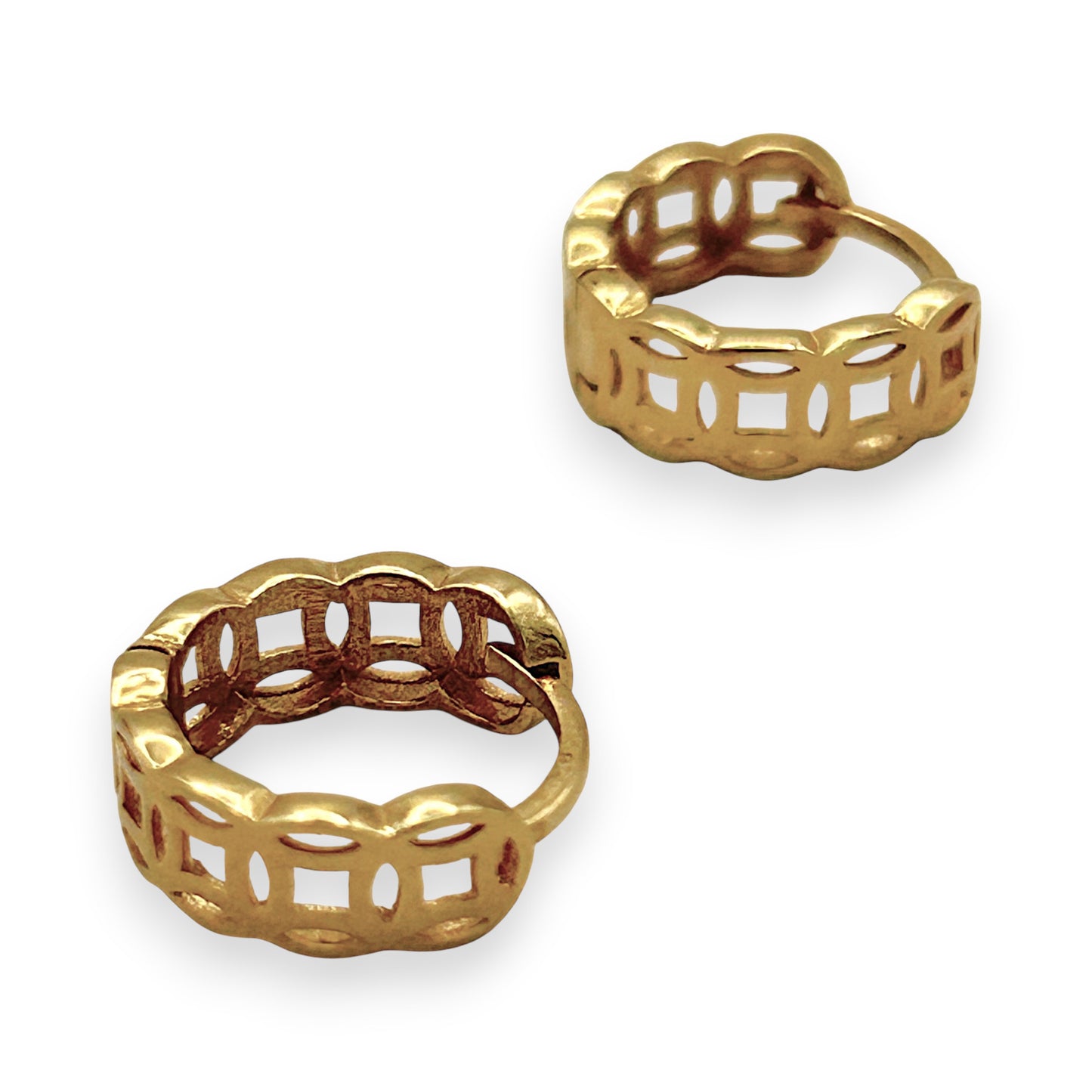 NZGD | 18ct Gold Golen  Mosaic Huggie Earrings 12.3mm