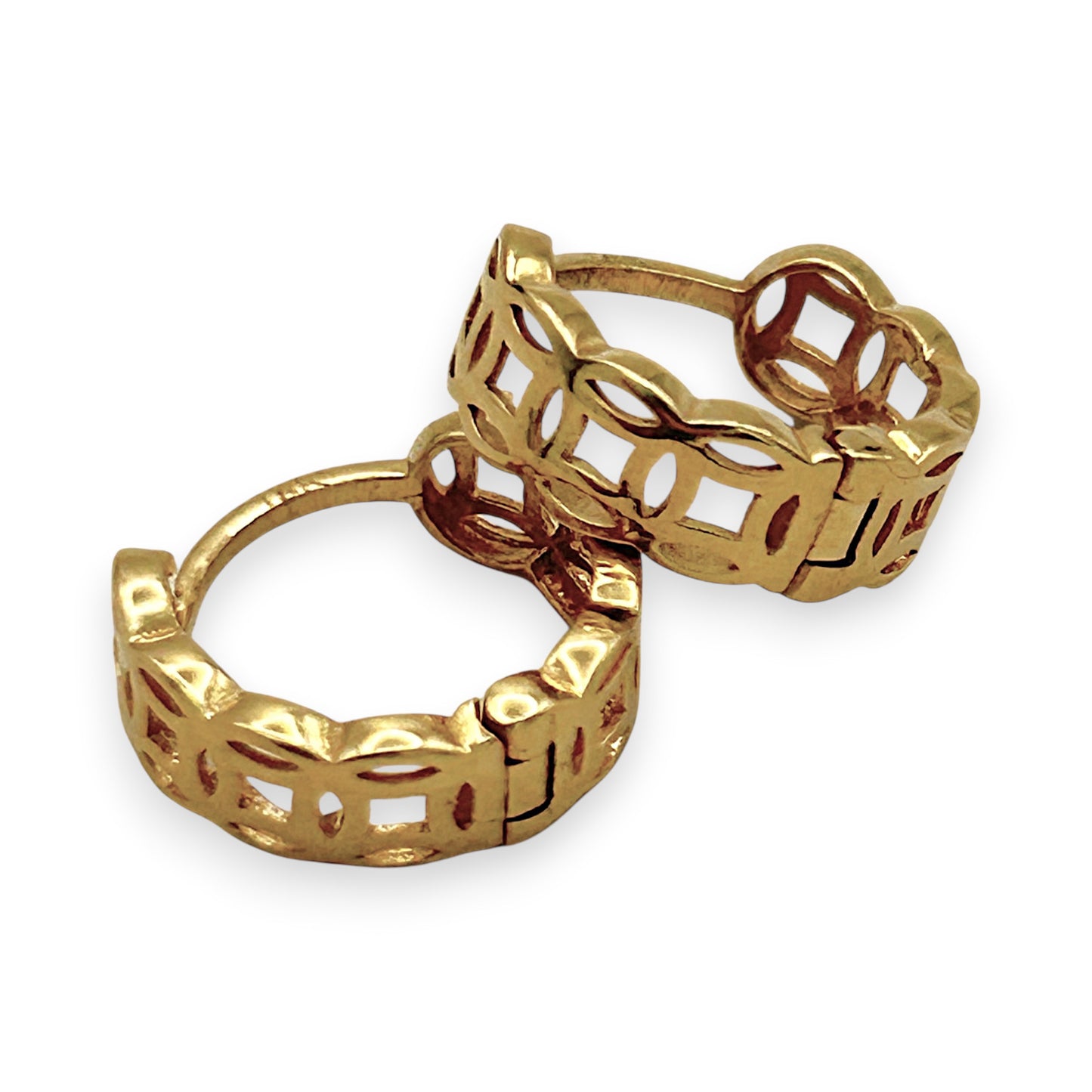 NZGD | 18ct Gold Golen  Mosaic Huggie Earrings 12.3mm