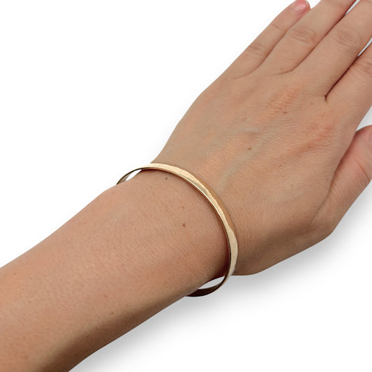 9ct Gold Bangle 5.8mm 5.65cm - 6.42cm, Solid Oval. R # 270