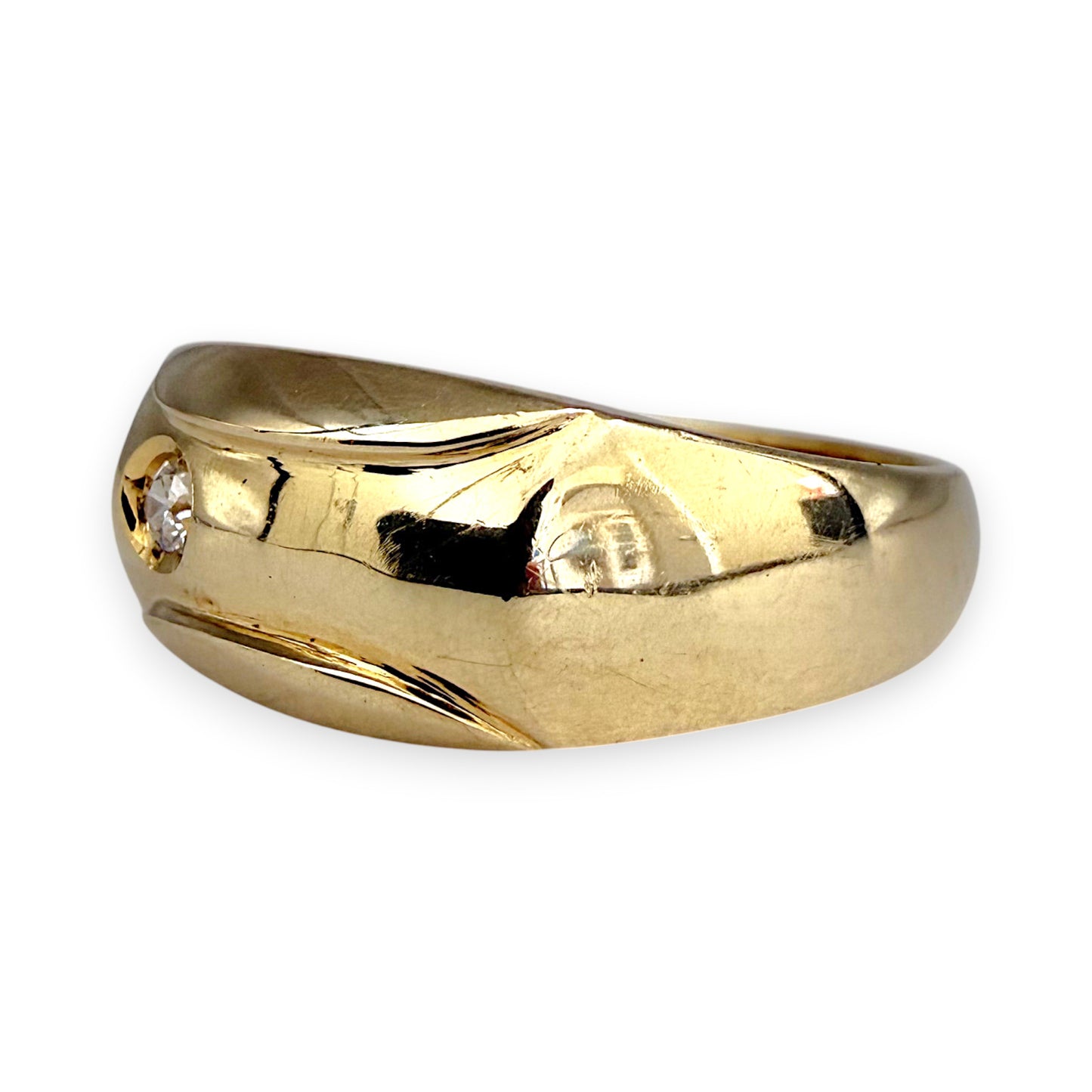 NZGD | 14ct Gold Golden Solitude CZ Band Ring Size U 1/2