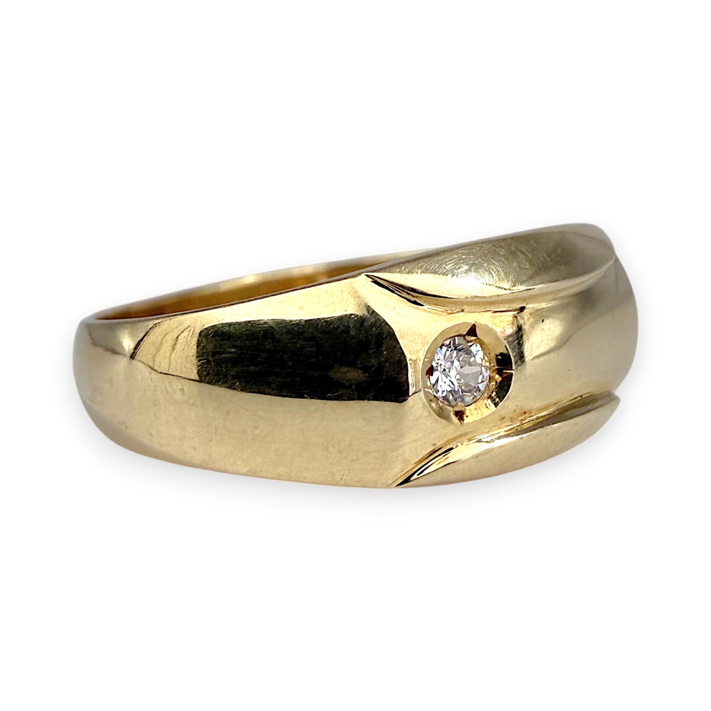 NZGD | 14ct Gold Golden Solitude CZ Band Ring Size U 1/2