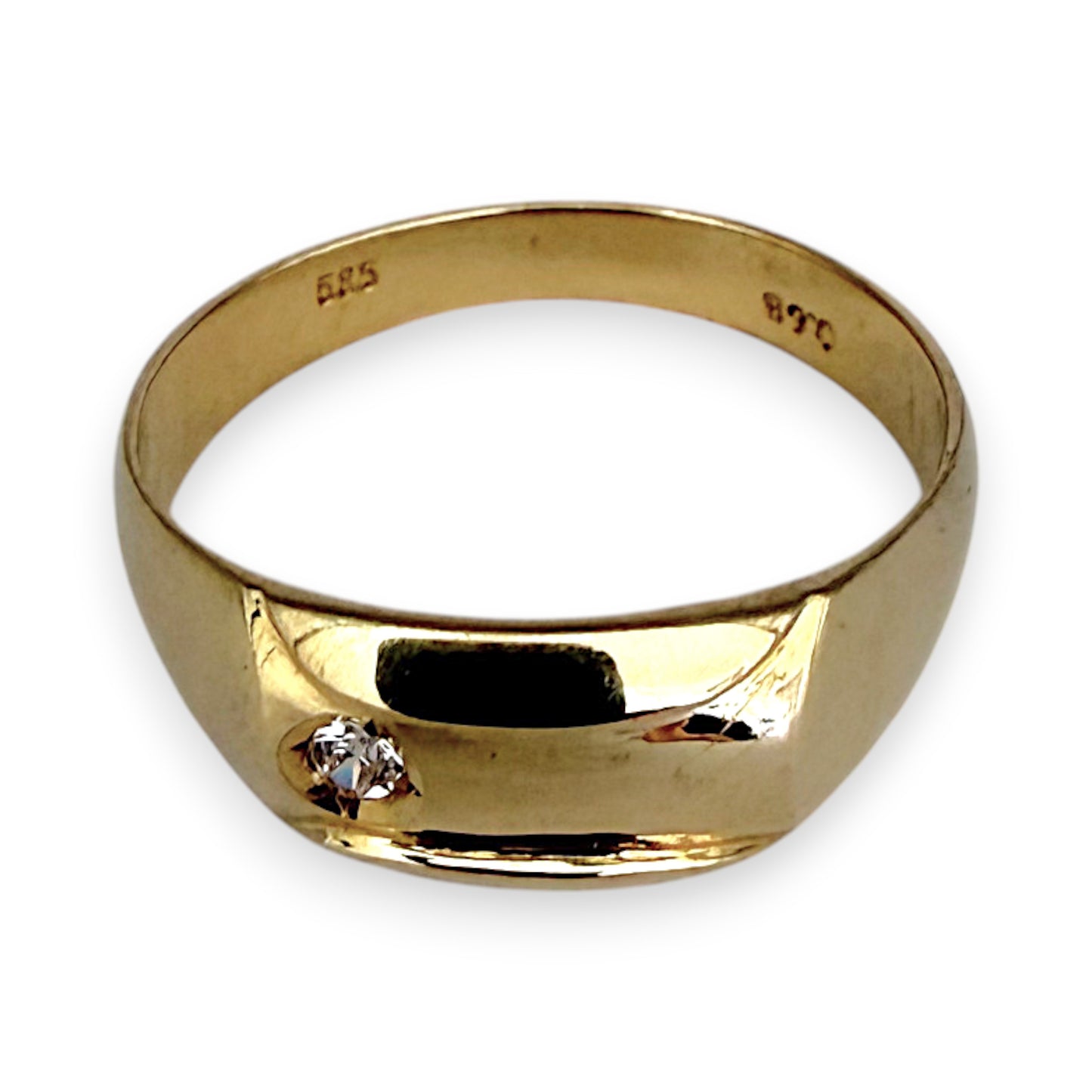 NZGD | 14ct Gold Golden Solitude CZ Band Ring Size U 1/2