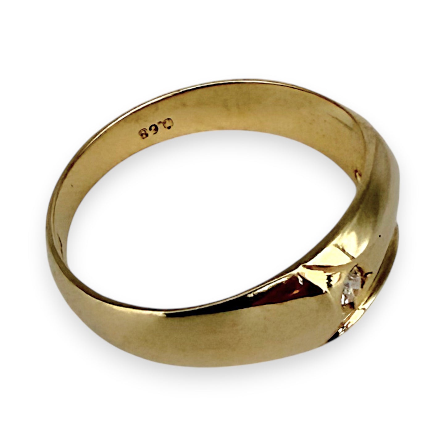 NZGD | 14ct Gold Golden Solitude CZ Band Ring Size U 1/2