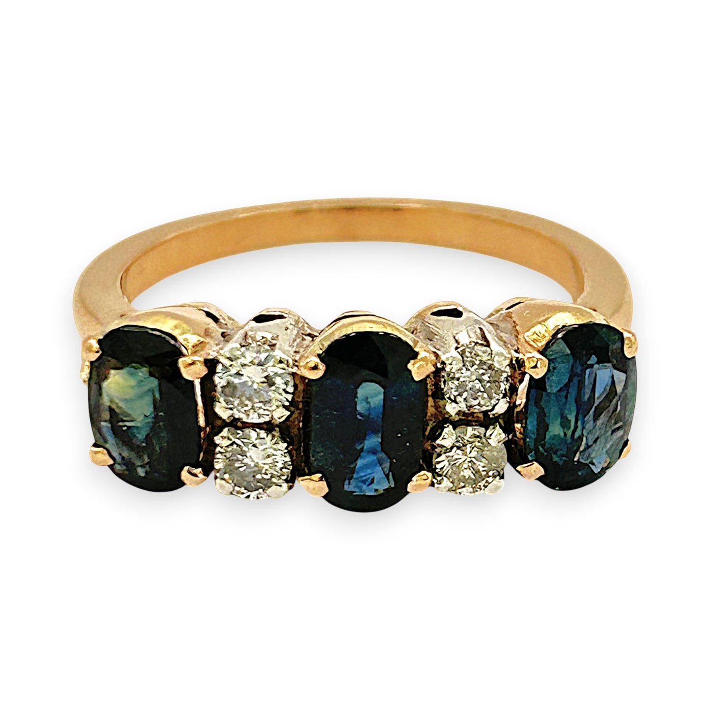 NZGD | 14ct R/W Gold Sapphire Trio Diamond Band Valuation $6,700