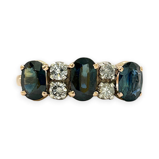 NZGD | 14ct R/W Gold Sapphire Trio Diamond Band Valuation $6,700