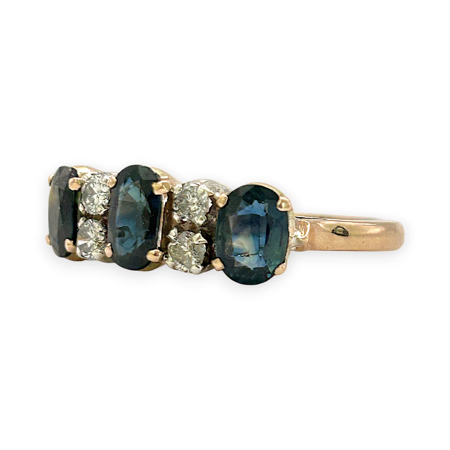 NZGD | 14ct R/W Gold Sapphire Trio Diamond Band Valuation $6,700