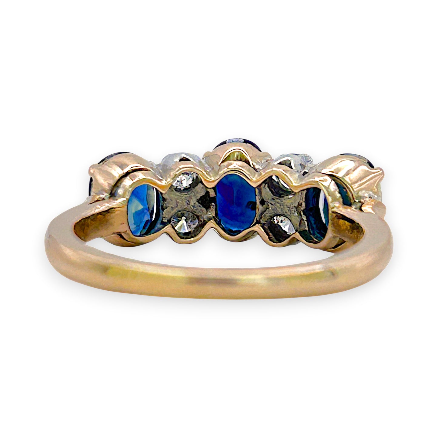 NZGD | 14ct R/W Gold Sapphire Trio Diamond Band Valuation $6,700