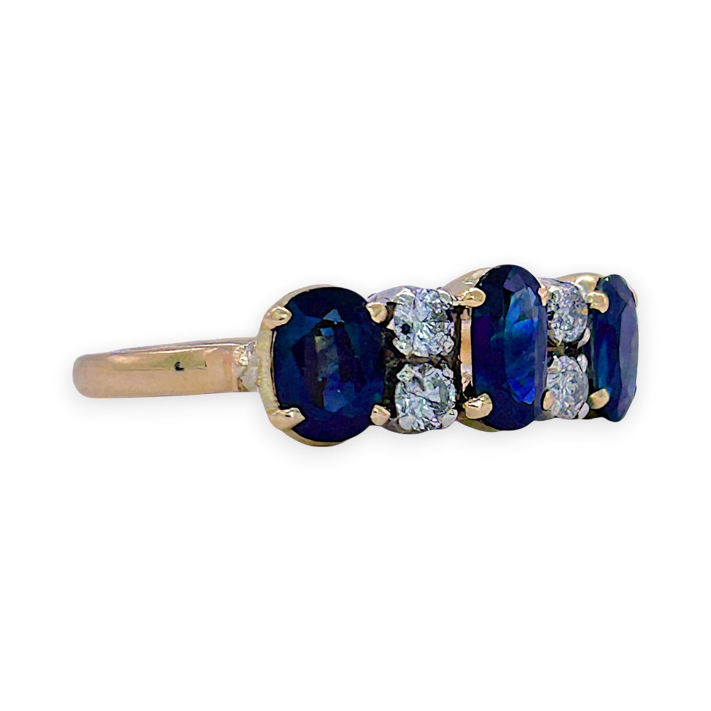NZGD | 14ct R/W Gold Sapphire Trio Diamond Band Valuation $6,700