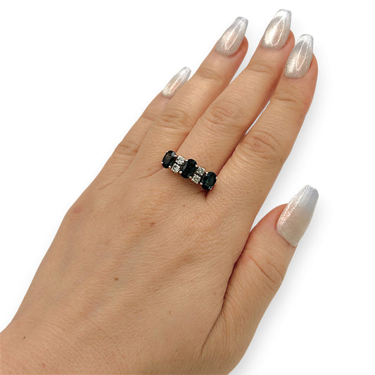NZGD | 14ct R/W Gold Sapphire Trio Diamond Band Valuation $6,700