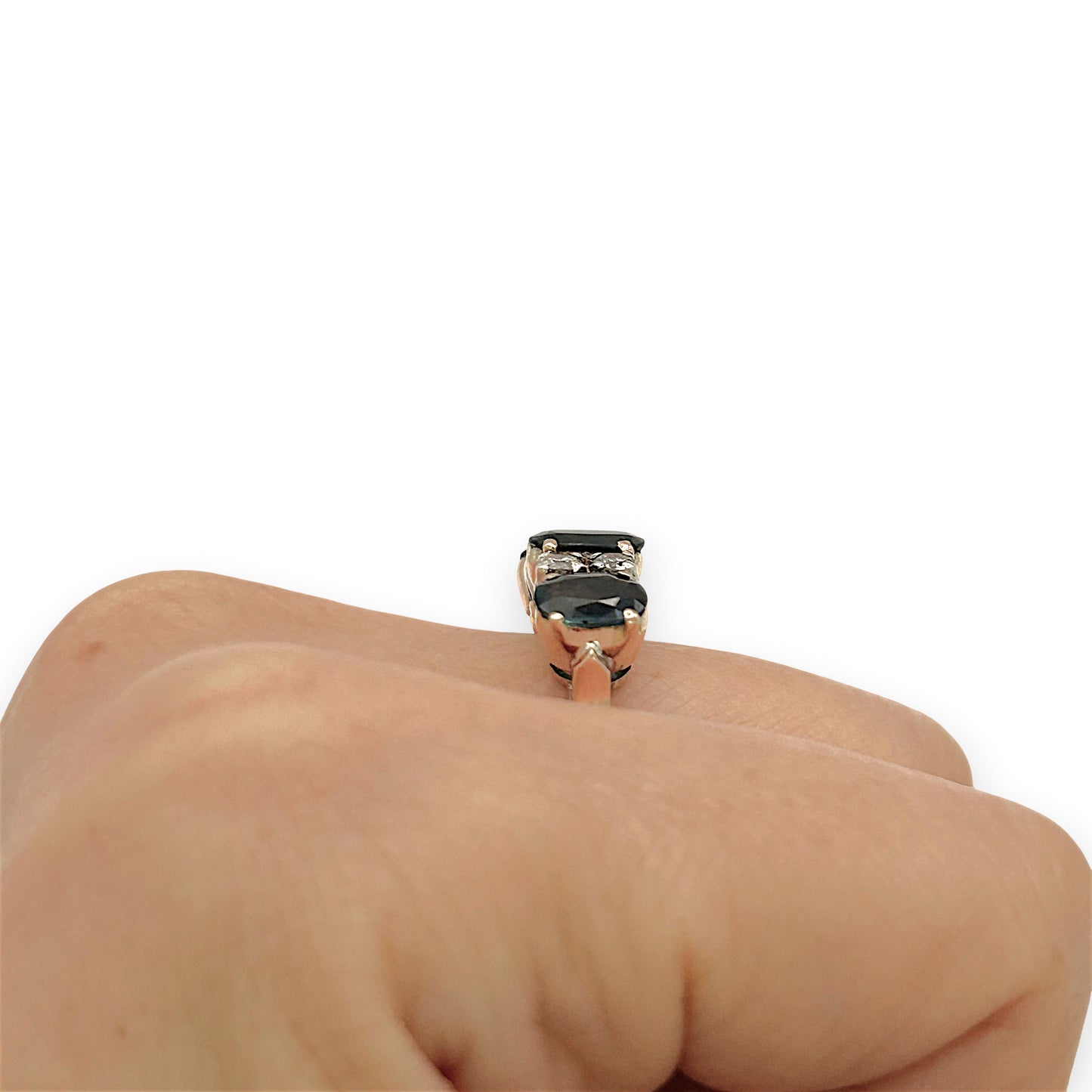 NZGD | 14ct R/W Gold Sapphire Trio Diamond Band Valuation $6,700