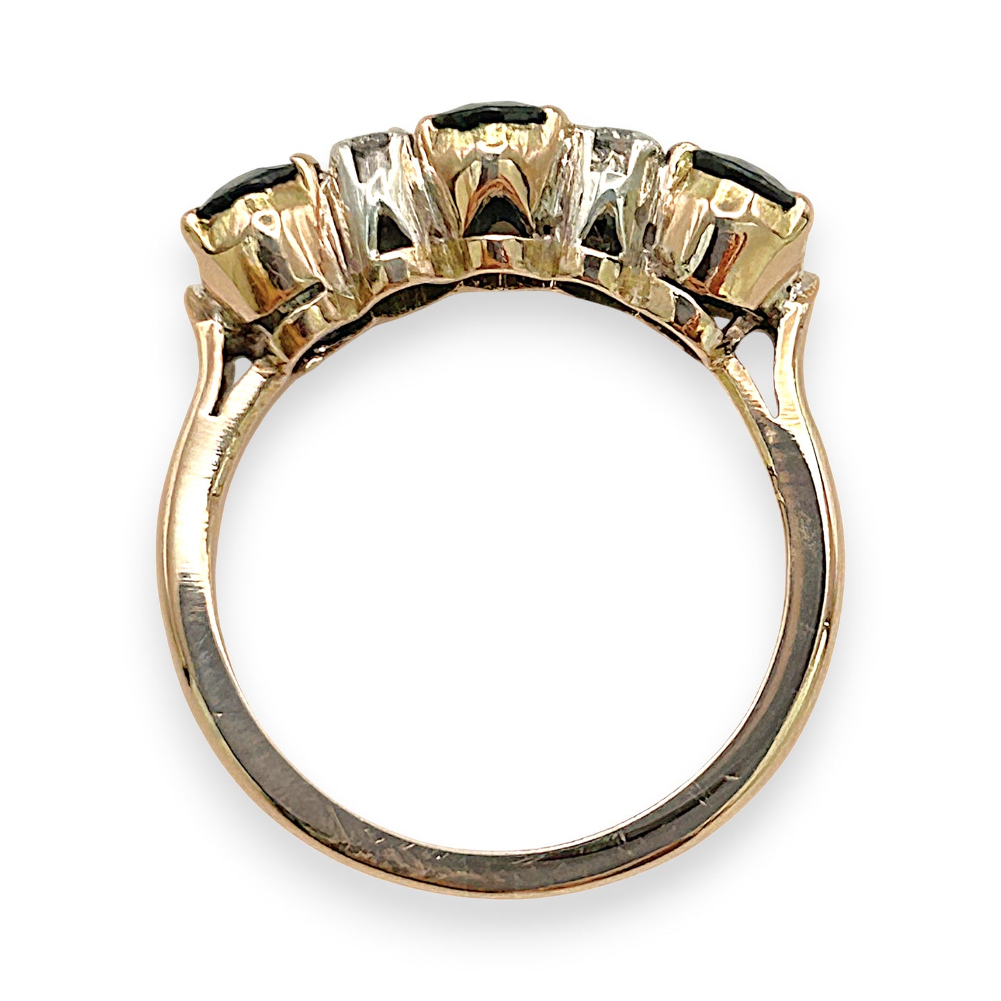 NZGD | 14ct R/W Gold Sapphire Trio Diamond Band Valuation $6,700