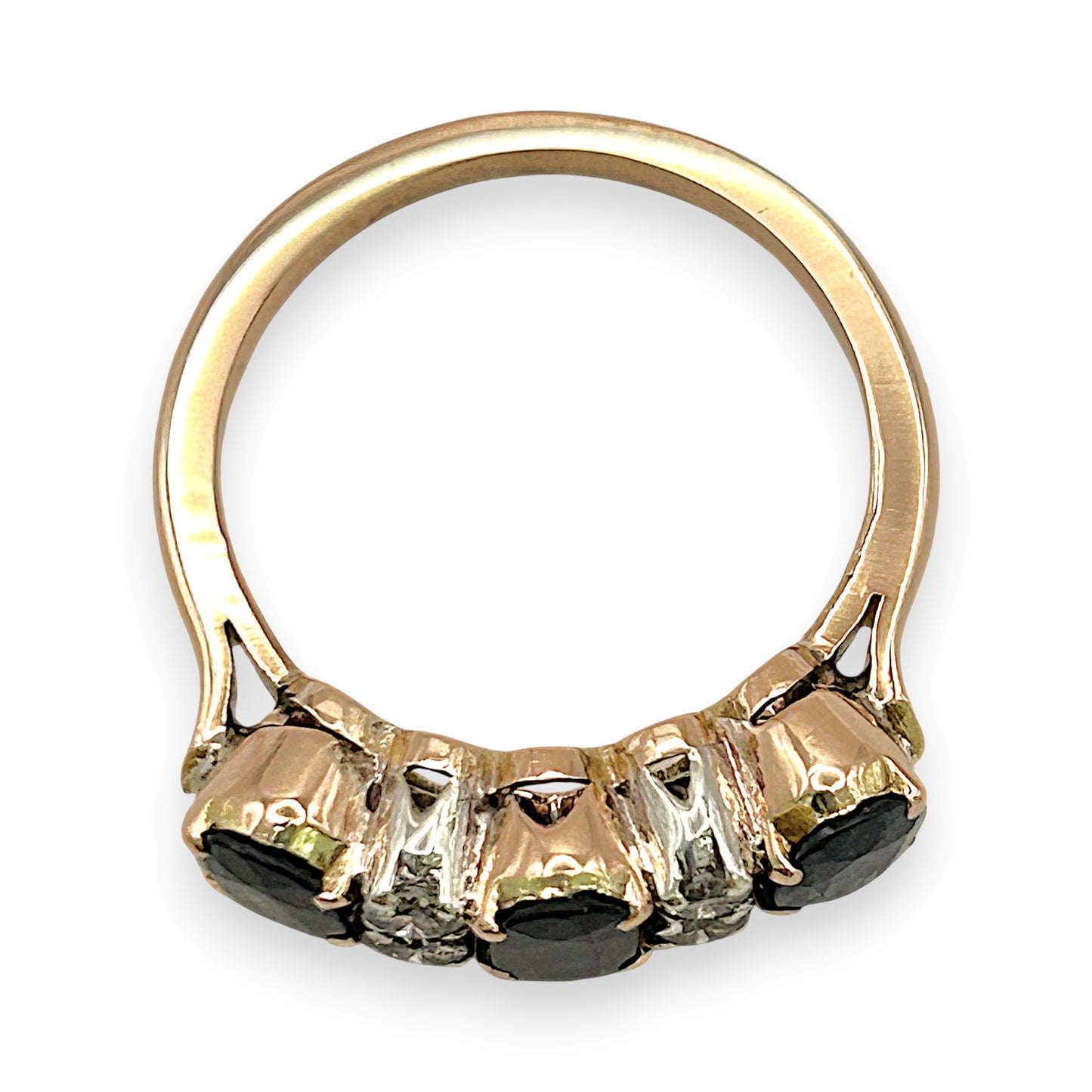 NZGD | 14ct R/W Gold Sapphire Trio Diamond Band Valuation $6,700