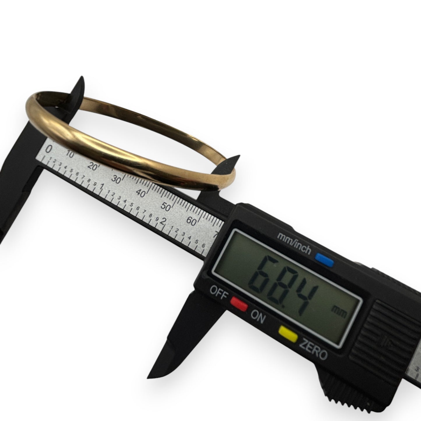 9ct Gold Solid Bangle Inner diameter 6.84cm, Valuation $4,500. R # 273