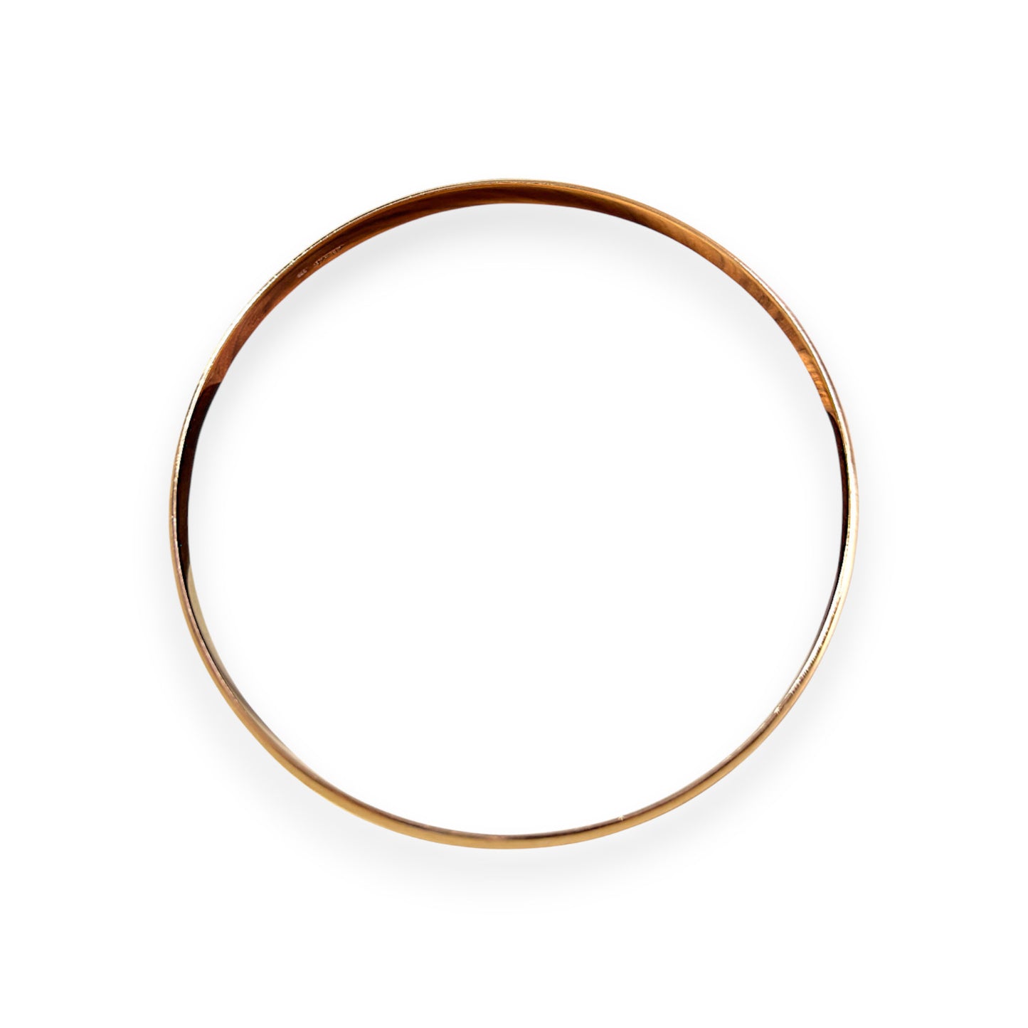 9ct Gold Solid Bangle Inner diameter 6.84cm, Valuation $4,500. R # 273