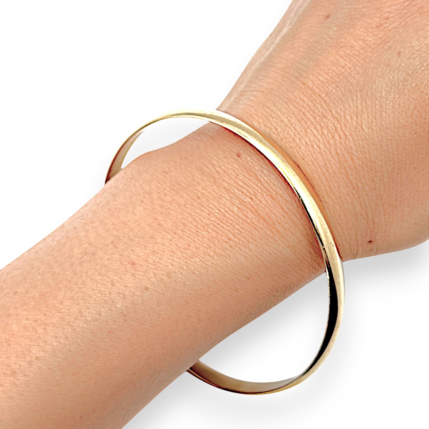9ct Gold Solid Bangle Inner diameter 6.84cm, Valuation $4,500. R # 273