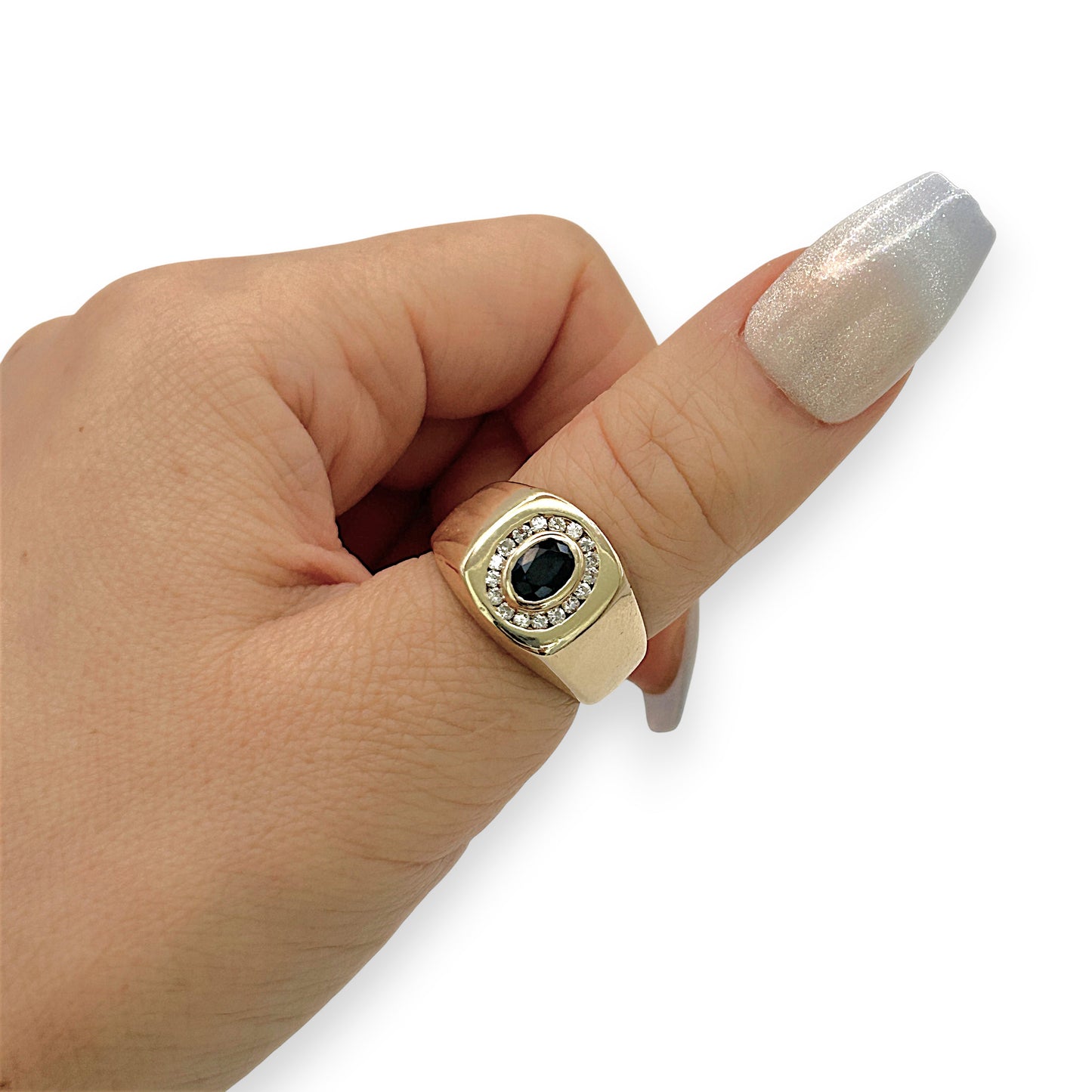 NZGD | 14ct Gold Sapphire Halo Cluster Ring Valuation $6,500