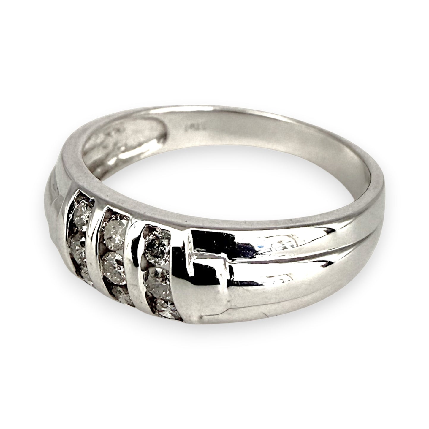 NZGD | 14ct White Gold Trilinear Diamond Band Ring Size S