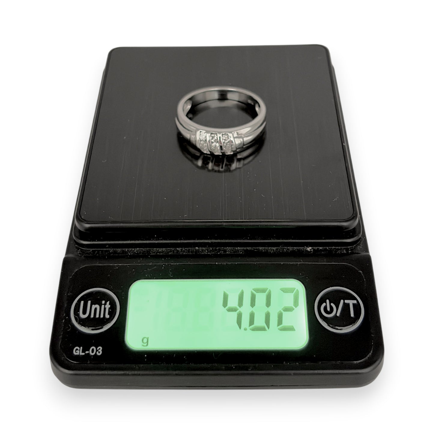 NZGD | 14ct White Gold Trilinear Diamond Band Ring Size S