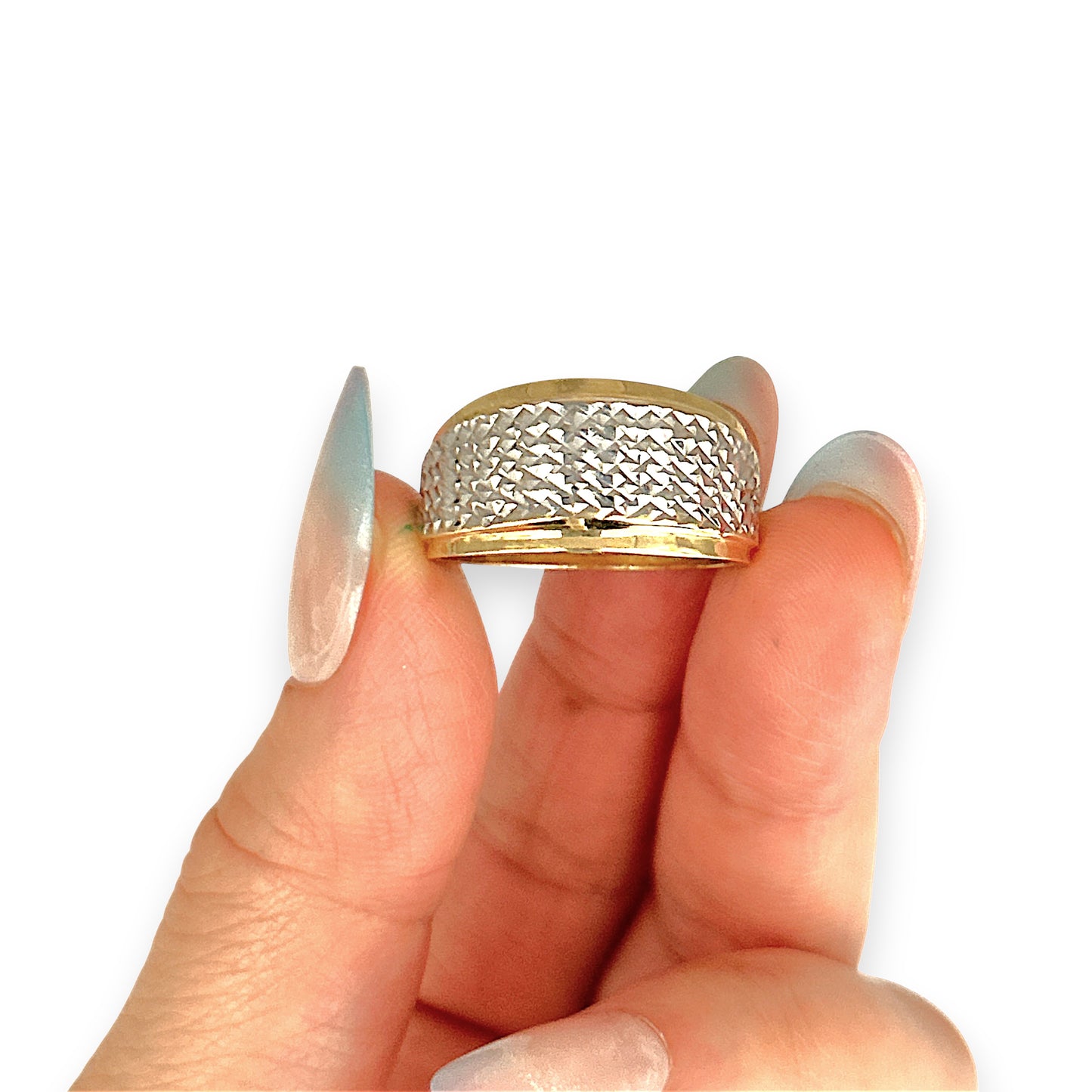 NZGD | 14ct Gold Two‑Tone Diamond‑Cut Band