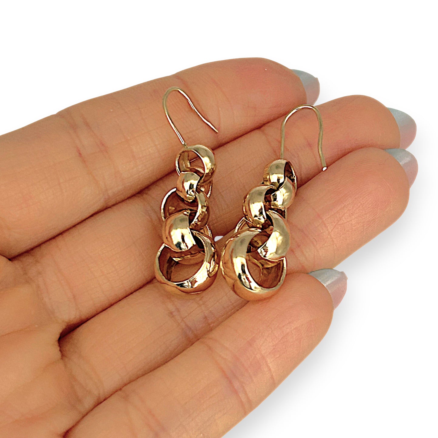 NZGD | 9ct Gold Cascade Loop Drop Earrings-Refurbished