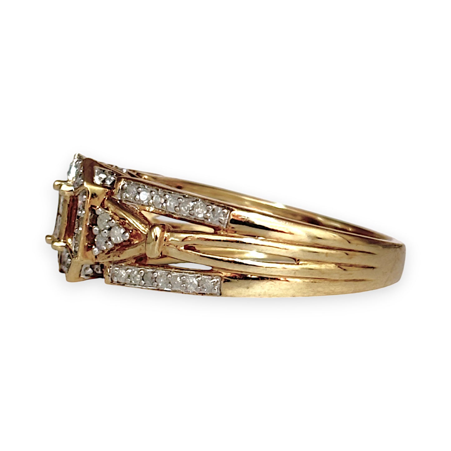 GOLD DEAL | 9ct Gold Square H Princess Cut Diamond Ring Valuation $2,800 Size N1/2