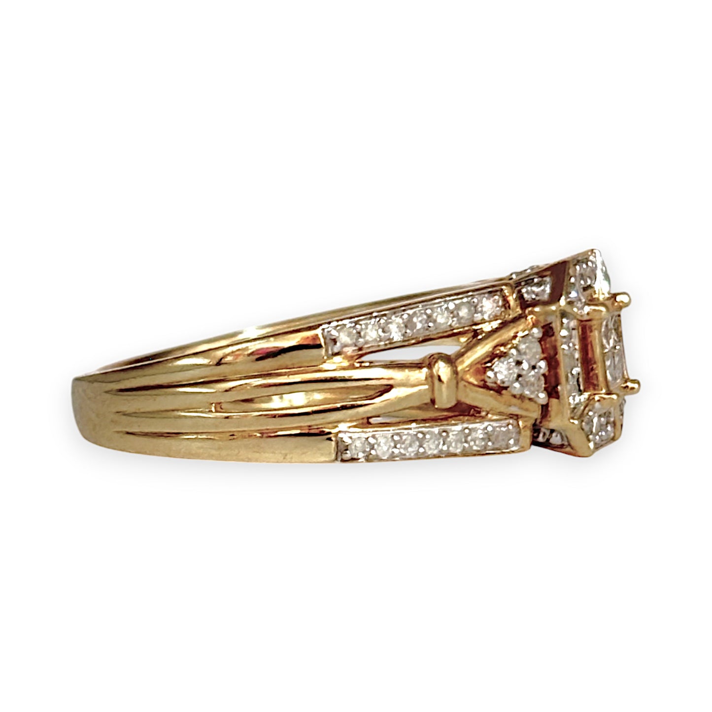 GOLD DEAL | 9ct Gold Square H Princess Cut Diamond Ring Valuation $2,800 Size N1/2