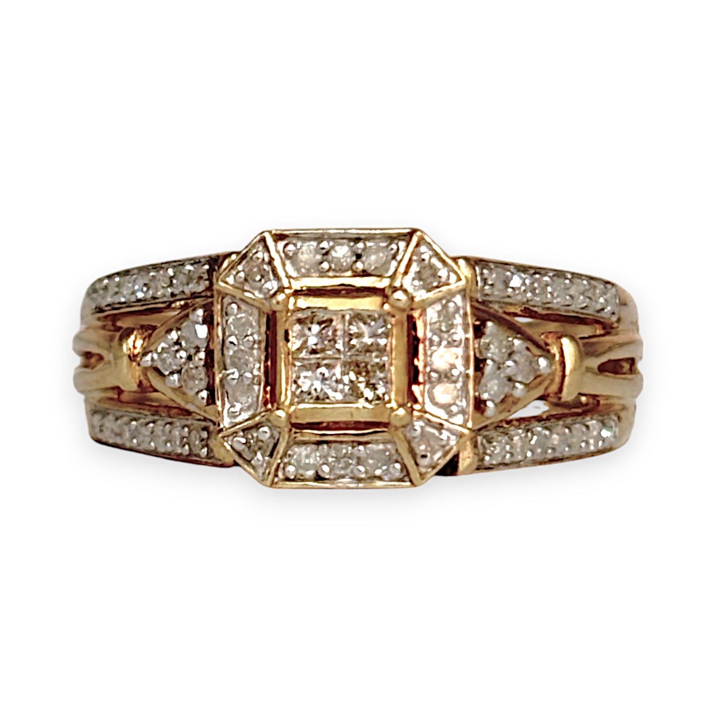 GOLD DEAL | 9ct Gold Square H Princess Cut Diamond Ring Valuation $2,800 Size N1/2