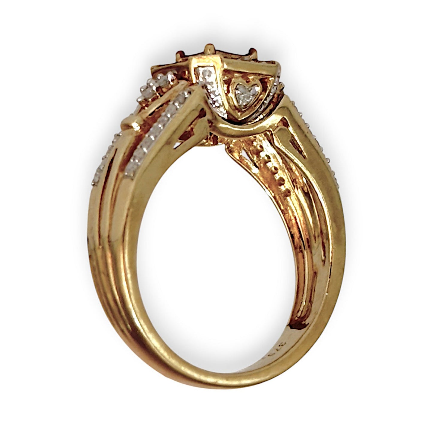 GOLD DEAL | 9ct Gold Square H Princess Cut Diamond Ring Valuation $2,800 Size N1/2