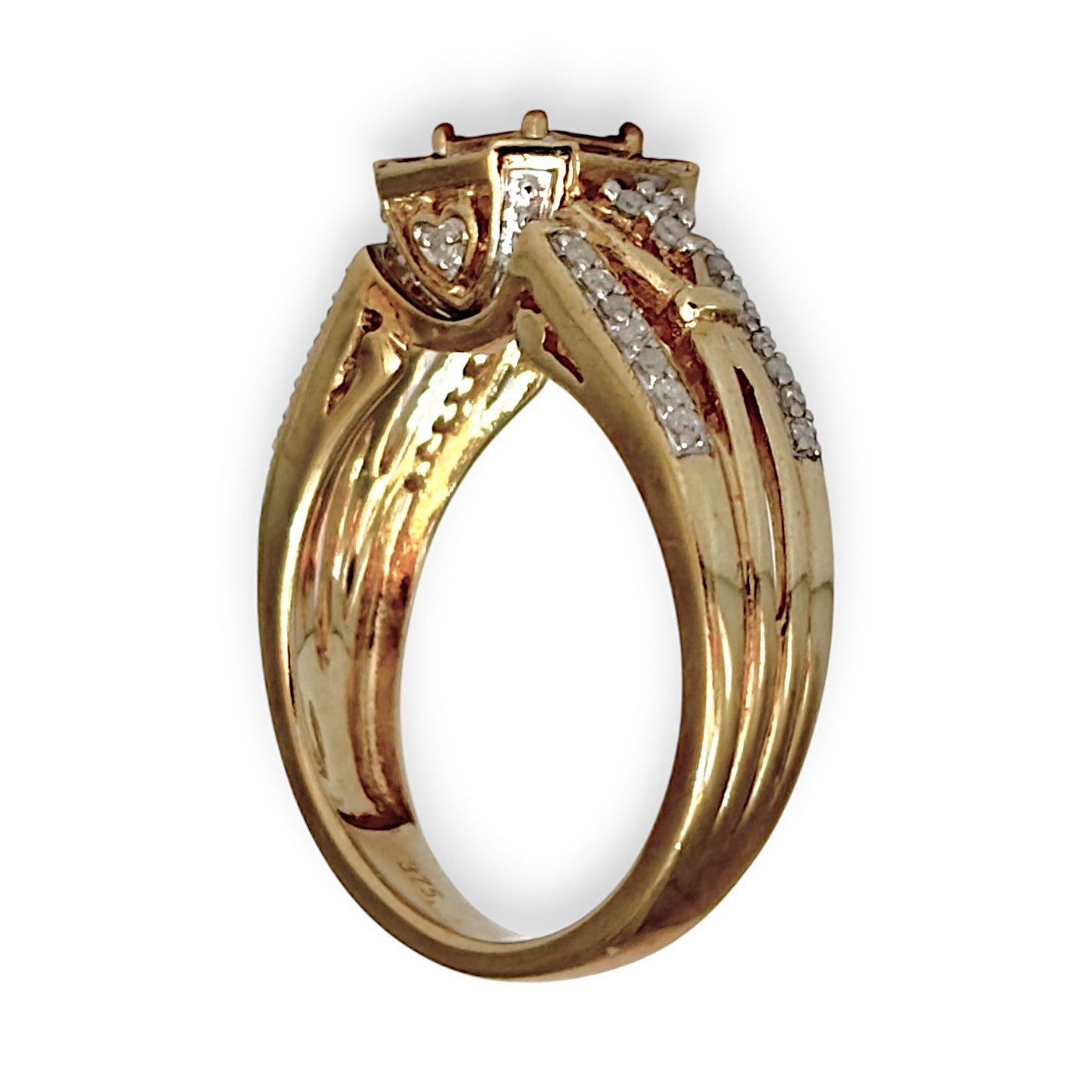 GOLD DEAL | 9ct Gold Square H Princess Cut Diamond Ring Valuation $2,800 Size N1/2