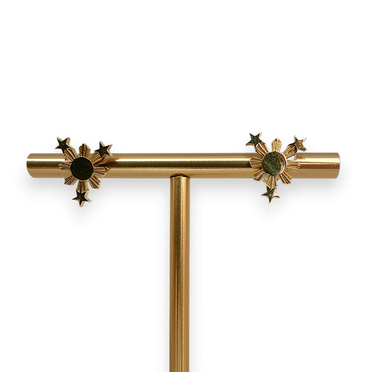 NZGD | 18ct Gold Stellar Emblem Stud Earrings 12.8mm