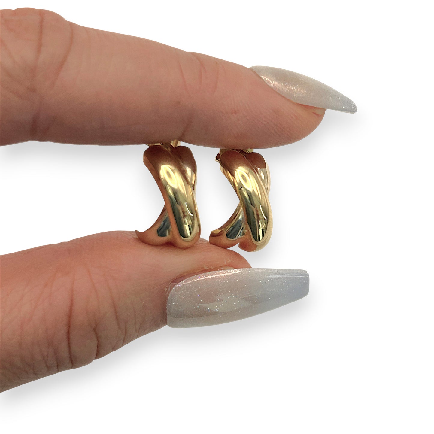 NZGD | 18ct Gold Golden Weave Half Hoop Earrings