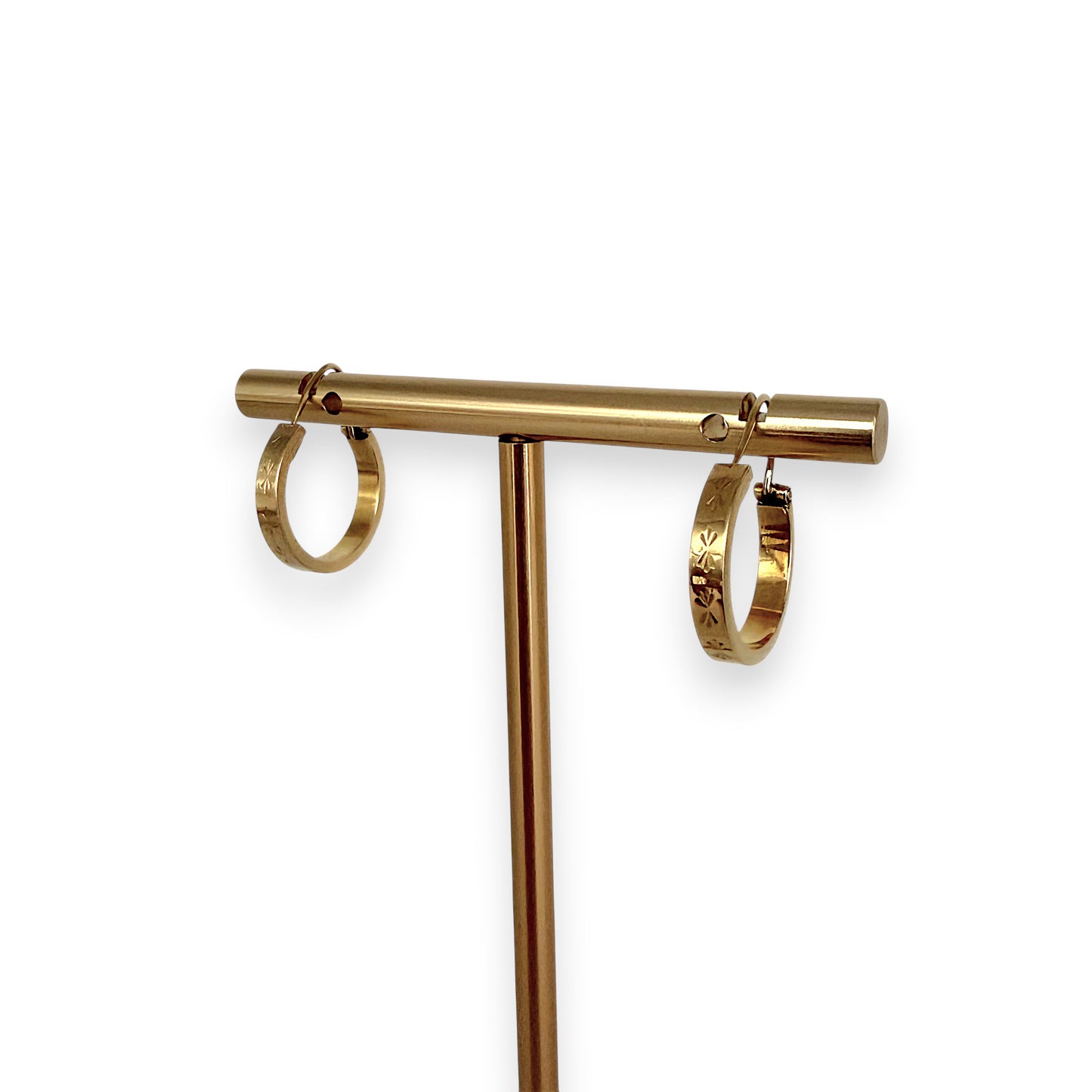NZGD | 18ct Gold Engraved Starburst Hoop Earrings 15.4mm