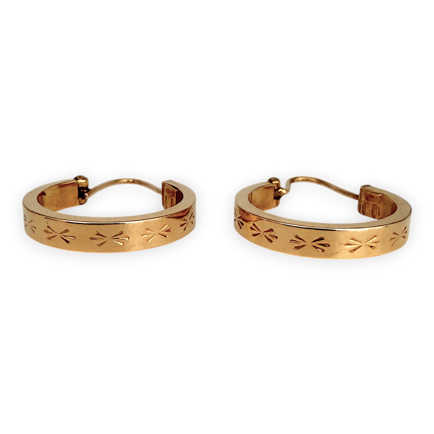 NZGD | 18ct Gold Engraved Starburst Hoop Earrings 15.4mm
