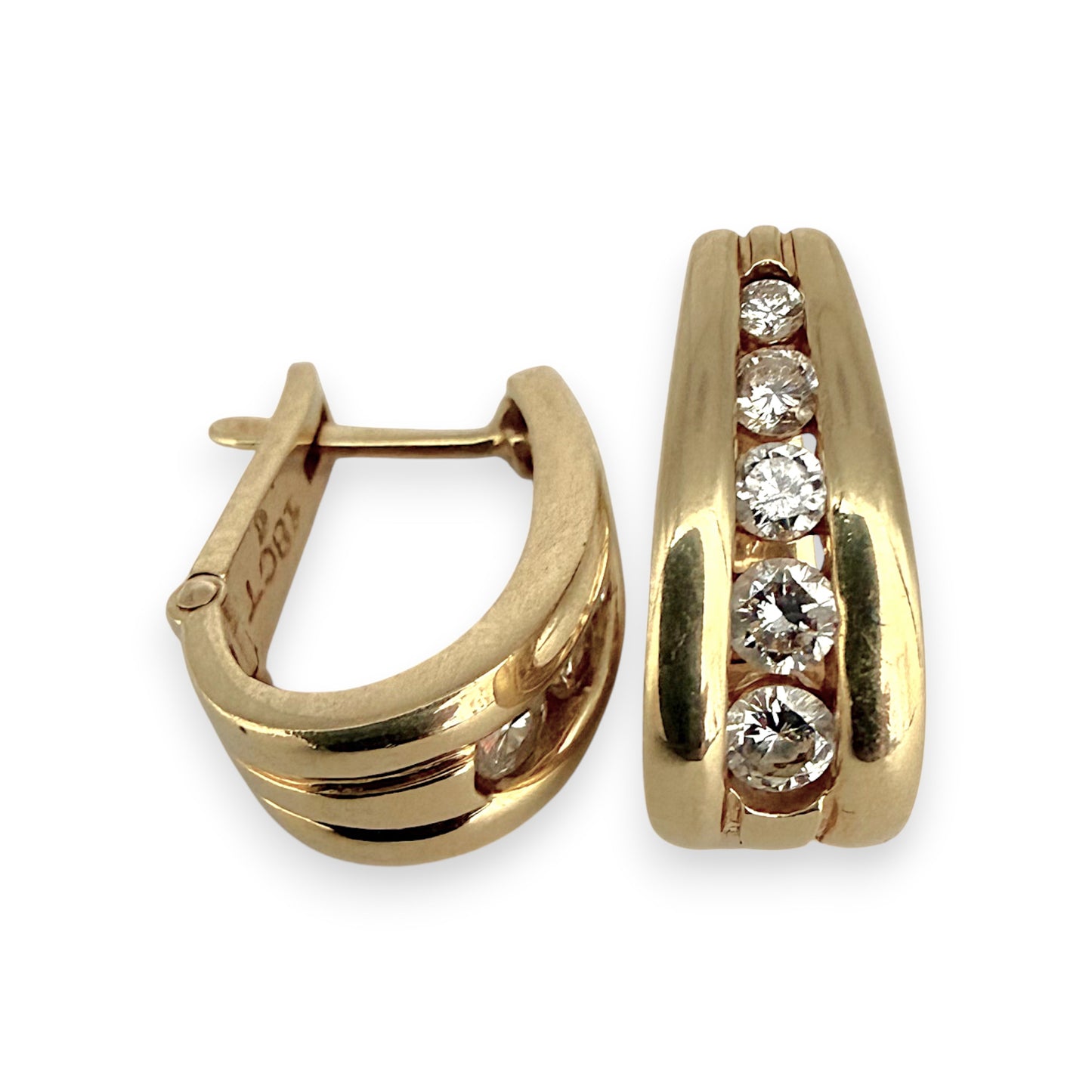 NZGD | 18ct Gold Diamond Heritage Huggie Earrings