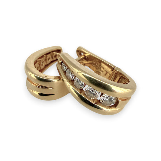 NZGD | 18ct Gold Diamond Heritage Huggie Earrings