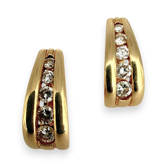 NZGD | 18ct Gold Diamond Heritage Huggie Earrings