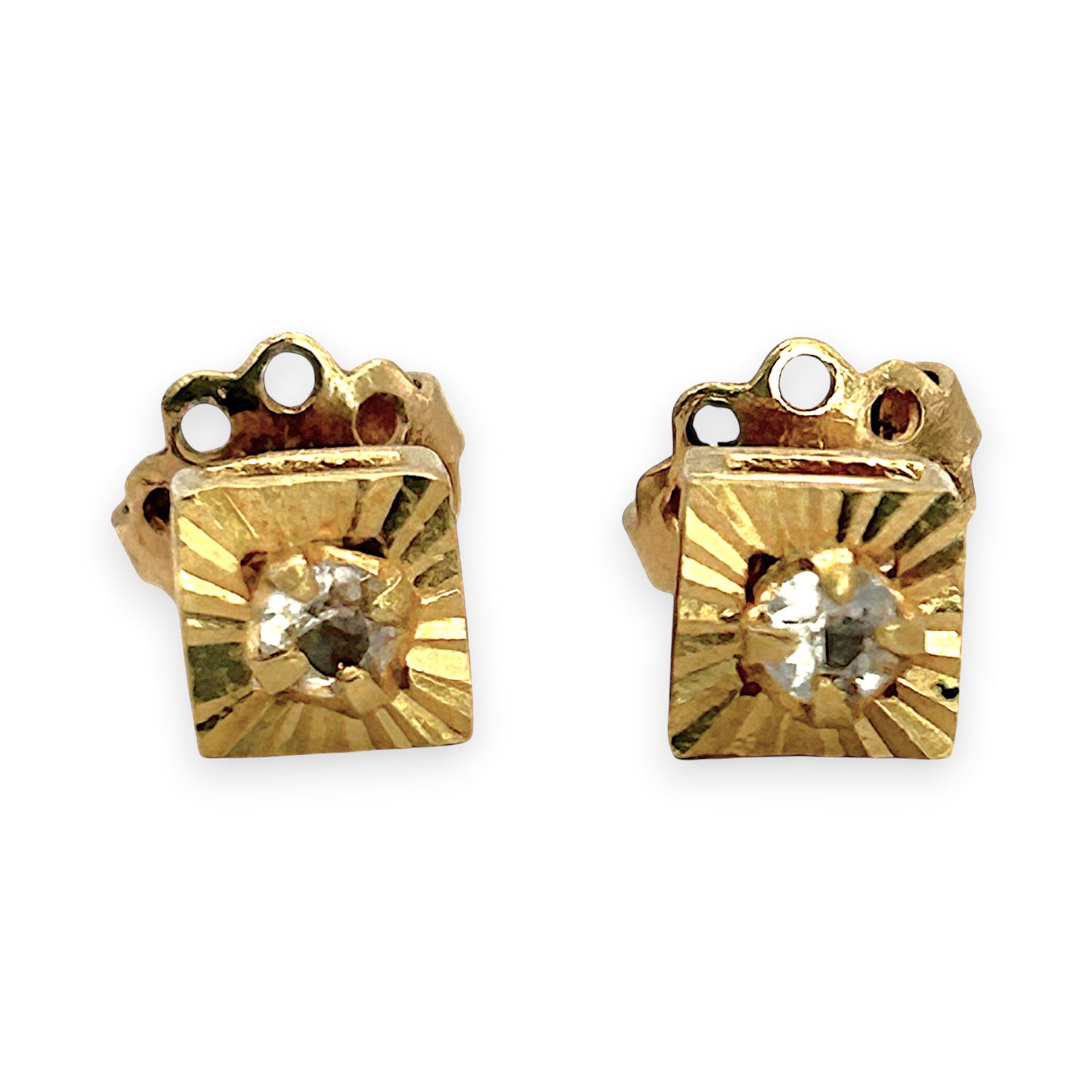NZGD | 18ct Gold Auric Sunburst Screw‑Back Stud Earrings