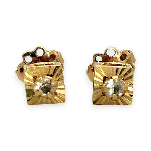 NZGD | 18ct Gold Auric Sunburst Screw‑Back Stud Earrings