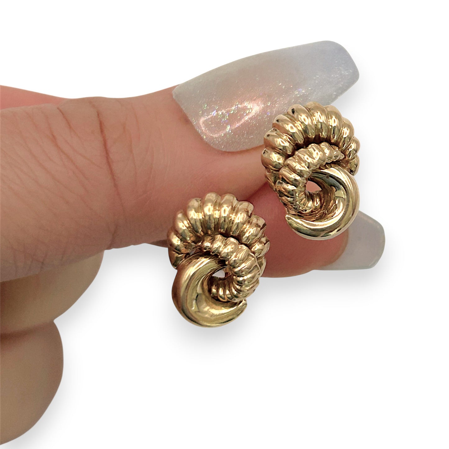NZGD | 18ct Gold Vintage Rosette Shell Swirls Earrings