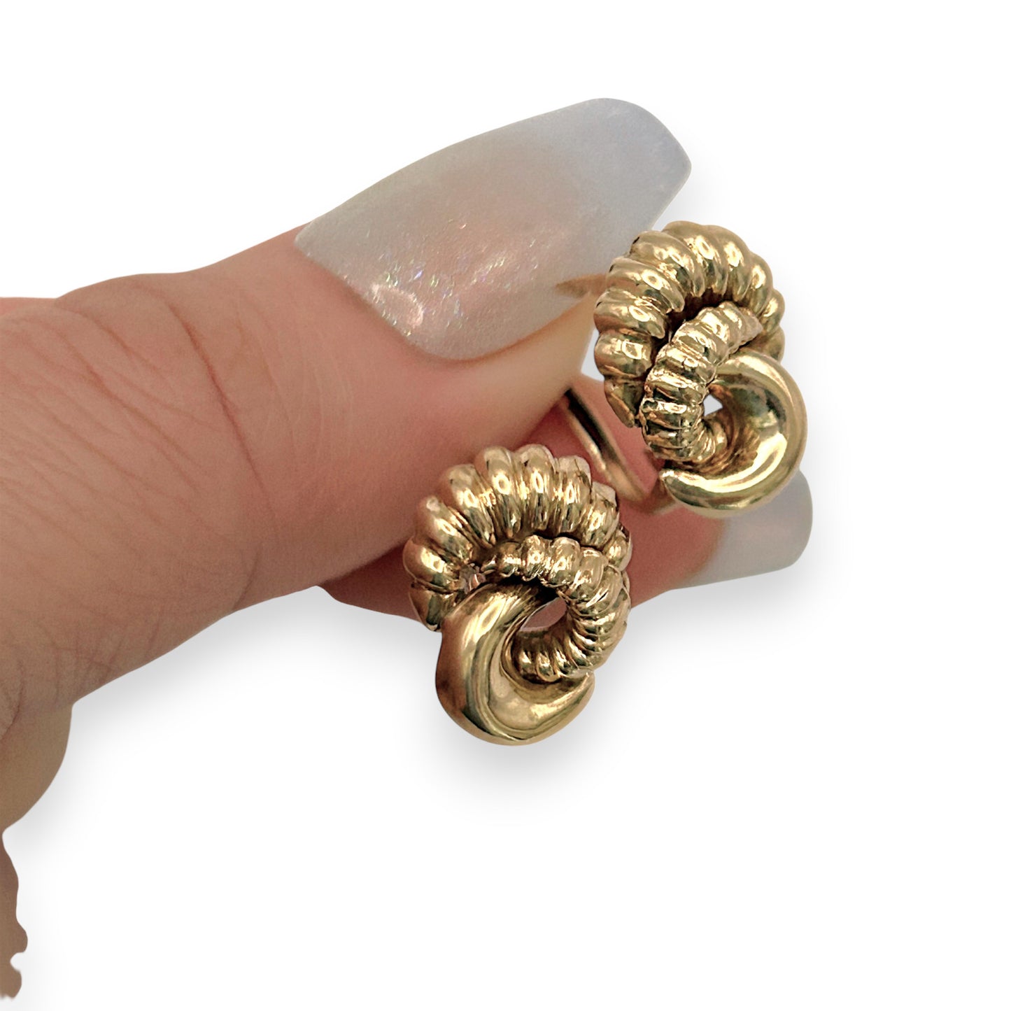 NZGD | 18ct Gold Vintage Rosette Shell Swirls Earrings