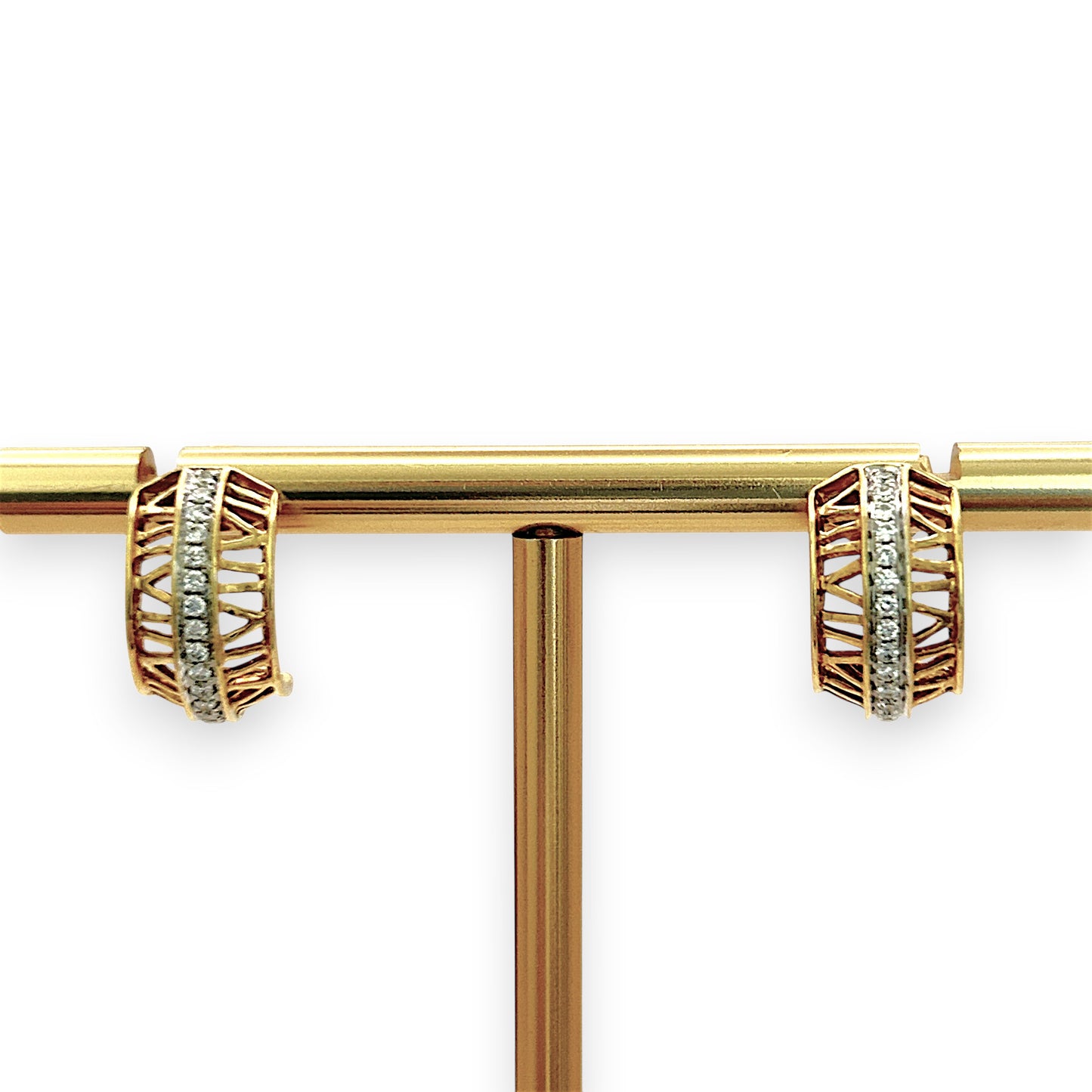 NZGD | 18ct Gold Roman Luxe Diamond Half Hoop Earrings
