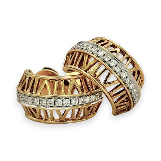 NZGD | 18ct Gold Roman Luxe Diamond Half Hoop Earrings