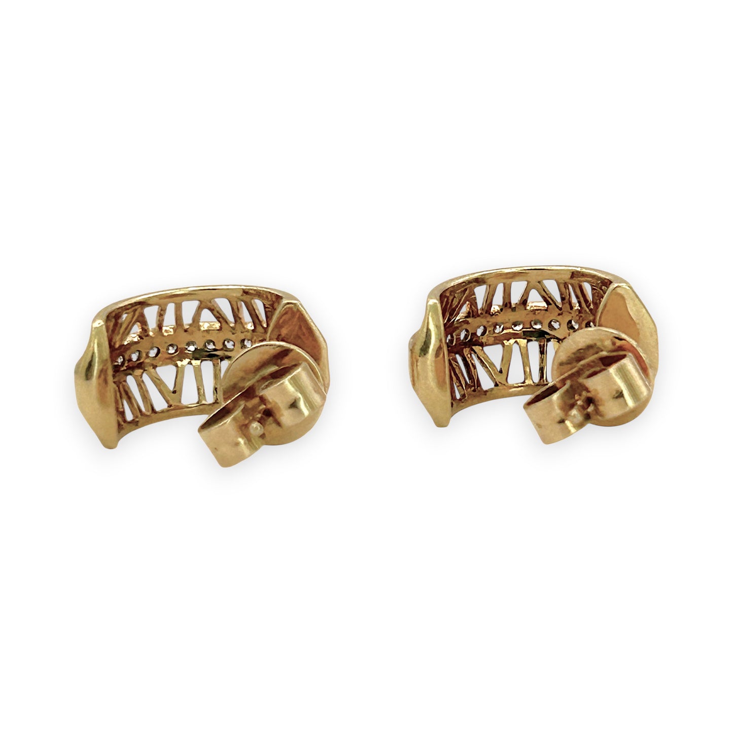 NZGD | 18ct Gold Roman Luxe Diamond Half Hoop Earrings