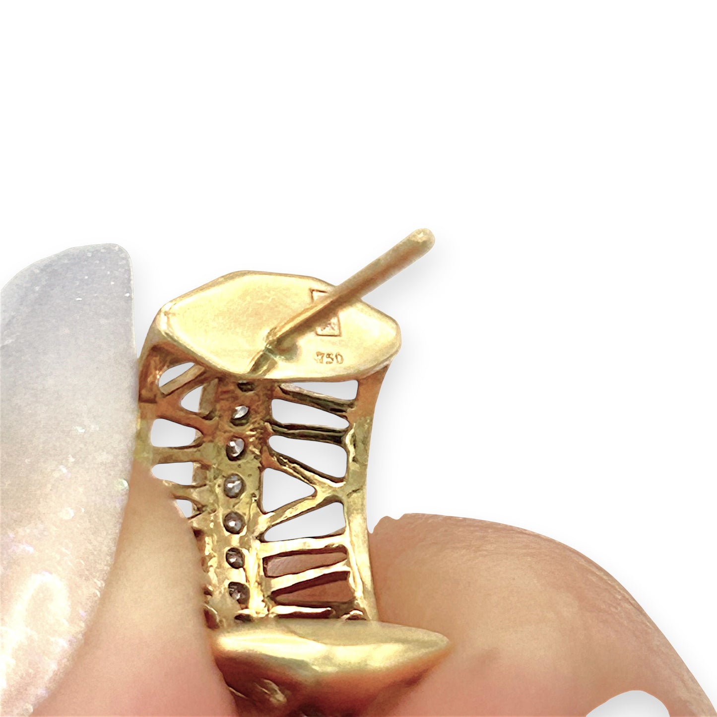 NZGD | 18ct Gold Roman Luxe Diamond Half Hoop Earrings