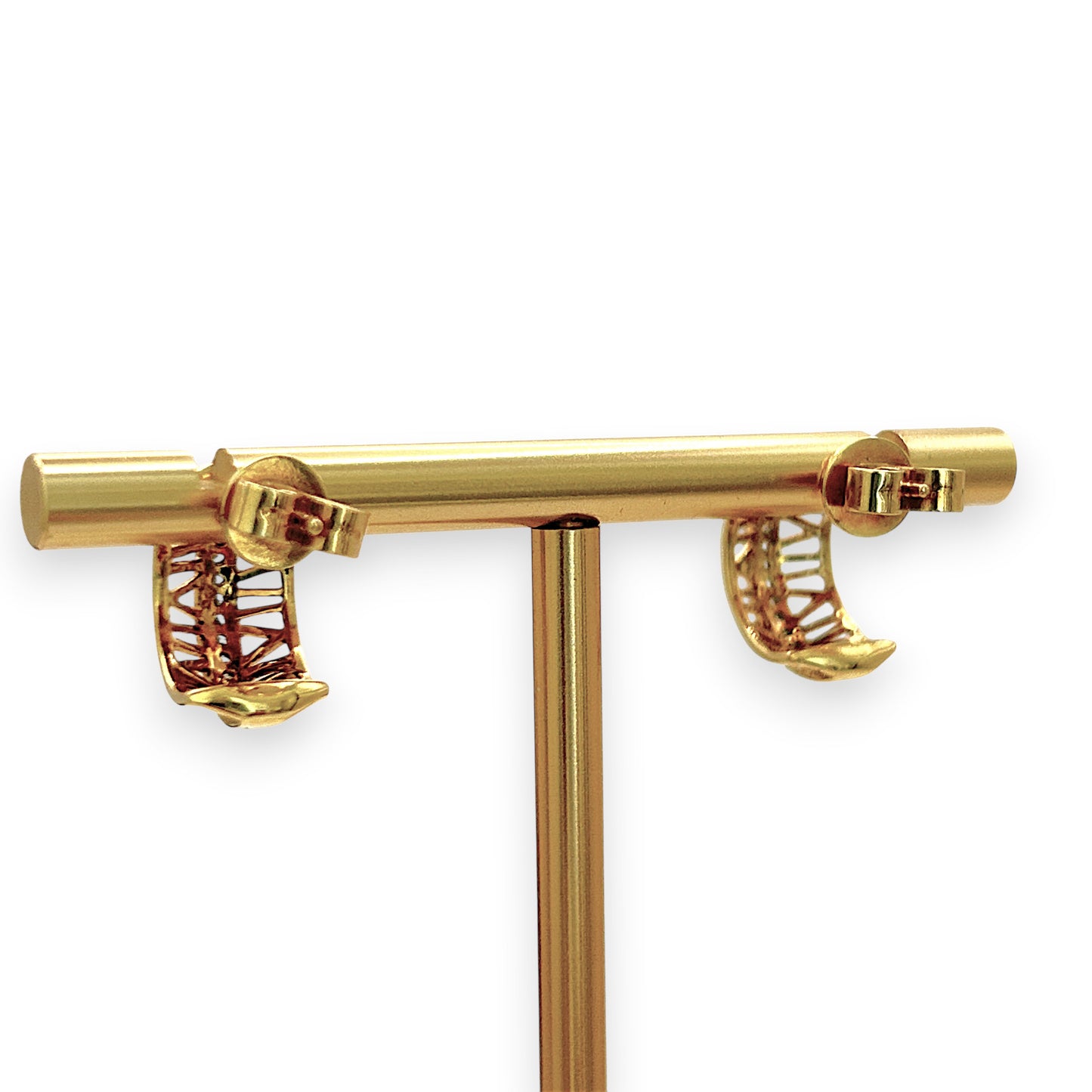 NZGD | 18ct Gold Roman Luxe Diamond Half Hoop Earrings