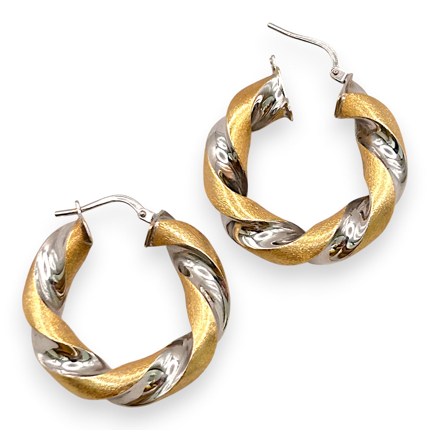 NZGD | 18ct Gold Earrings UNOAERRE Two‑Tone Bold Spiral Hoops 27.1mm