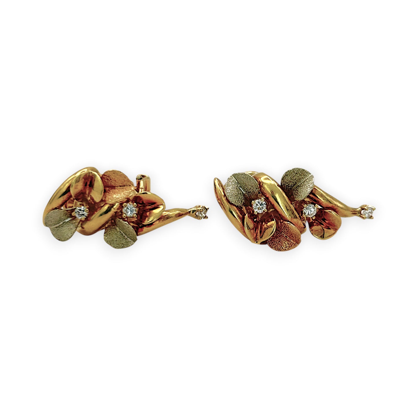 NZGD | 18ct Y/W Gold Auric Bloom Vintage Clips Earrings
