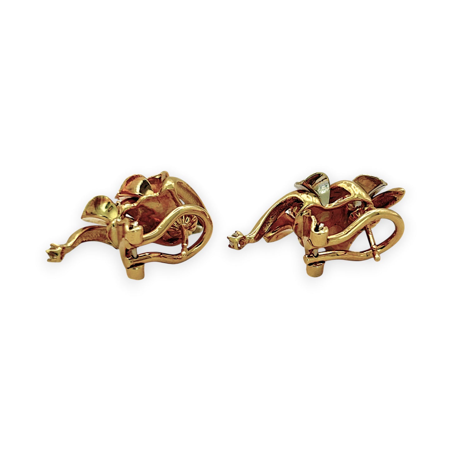 NZGD | 18ct Y/W Gold Auric Bloom Vintage Clips Earrings