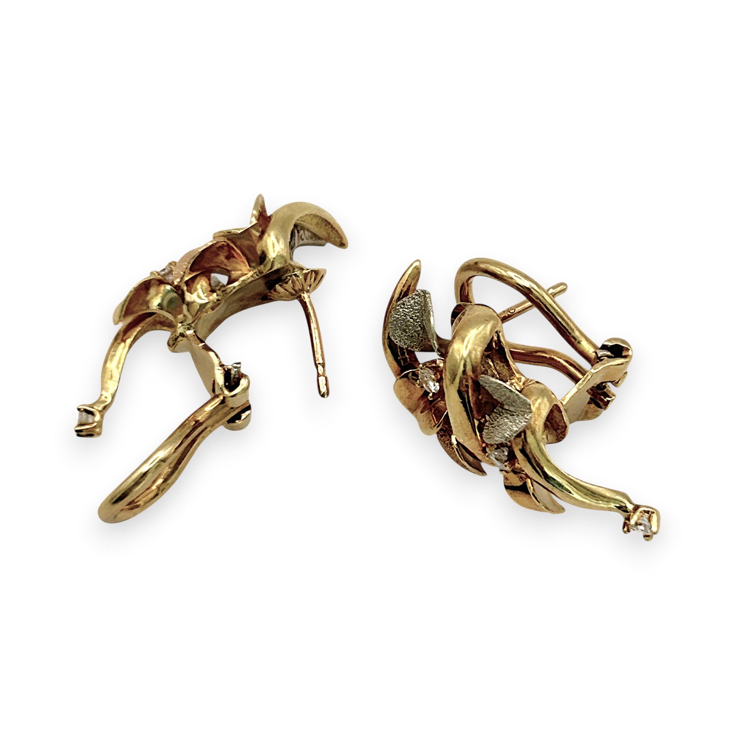 NZGD | 18ct Y/W Gold Auric Bloom Vintage Clips Earrings