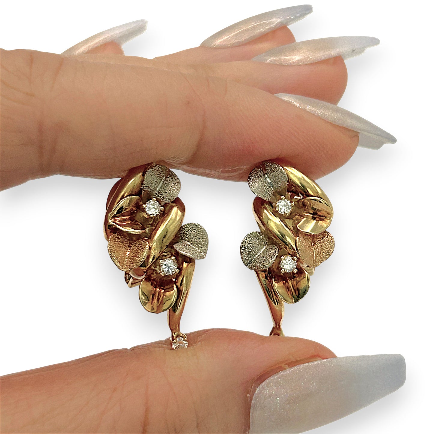 NZGD | 18ct Y/W Gold Auric Bloom Vintage Clips Earrings